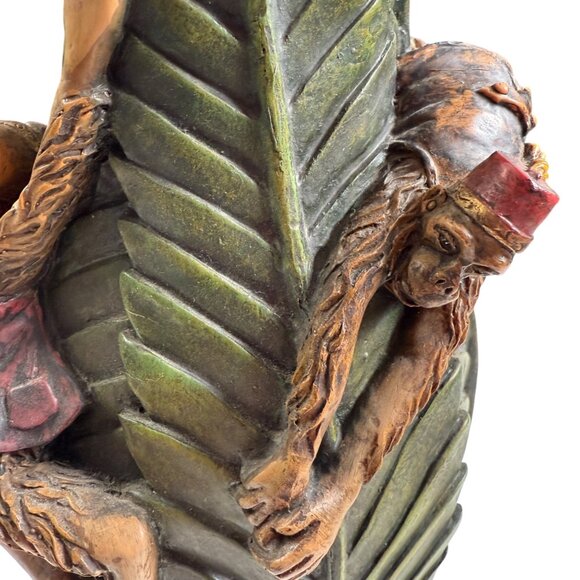 Cedar Creek Palm Vase Monkeys Bellhop Bananas Exotic Decor Jungle Tree Leaf - Picture 7 of 11